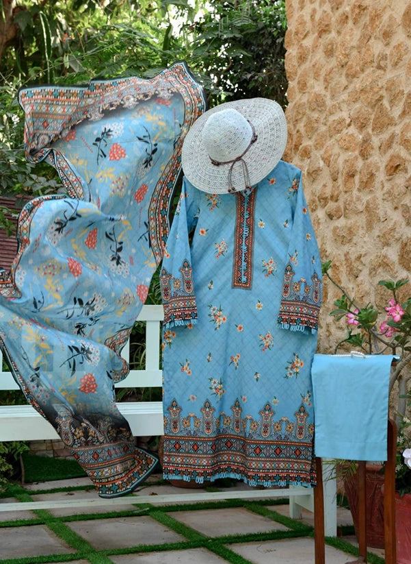 HYRA BY MURASHE | 3 PIECE | UNSTITCHED PRINTED LAWN SUIT