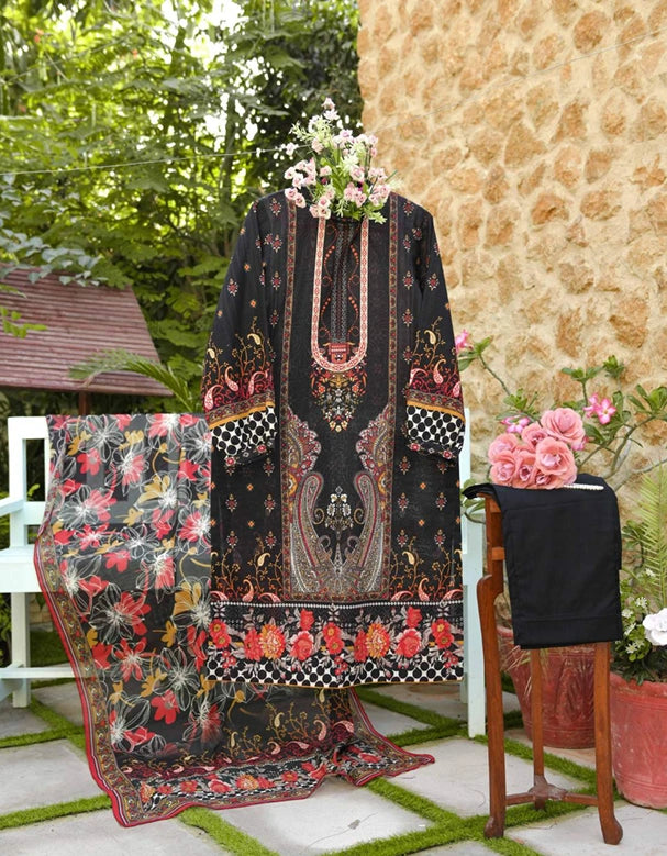 HYRA BY MURASHE | 3 PIECE | UNSTITCHED PRINTED LAWN SUIT