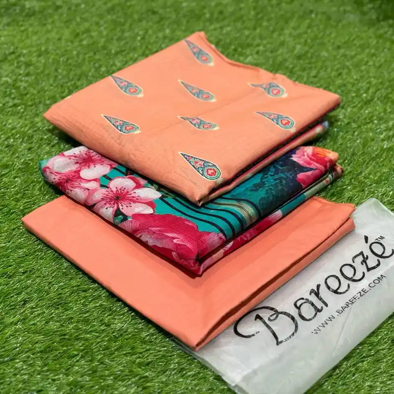BAREEZE | 3 PIECE | UNSTITCHED PRINTED LAWN SUIT