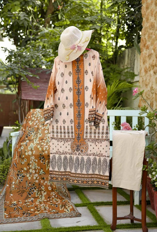 HYRA BY MURASHE | 3 PIECE | UNSTITCHED PRINTED LAWN SUIT