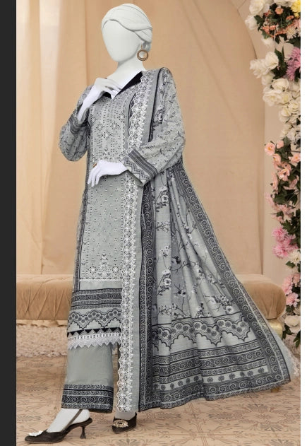SEHER |  3 PIECE | UNSTITCHED FANCY EMBROIDERED LAWN SUIT