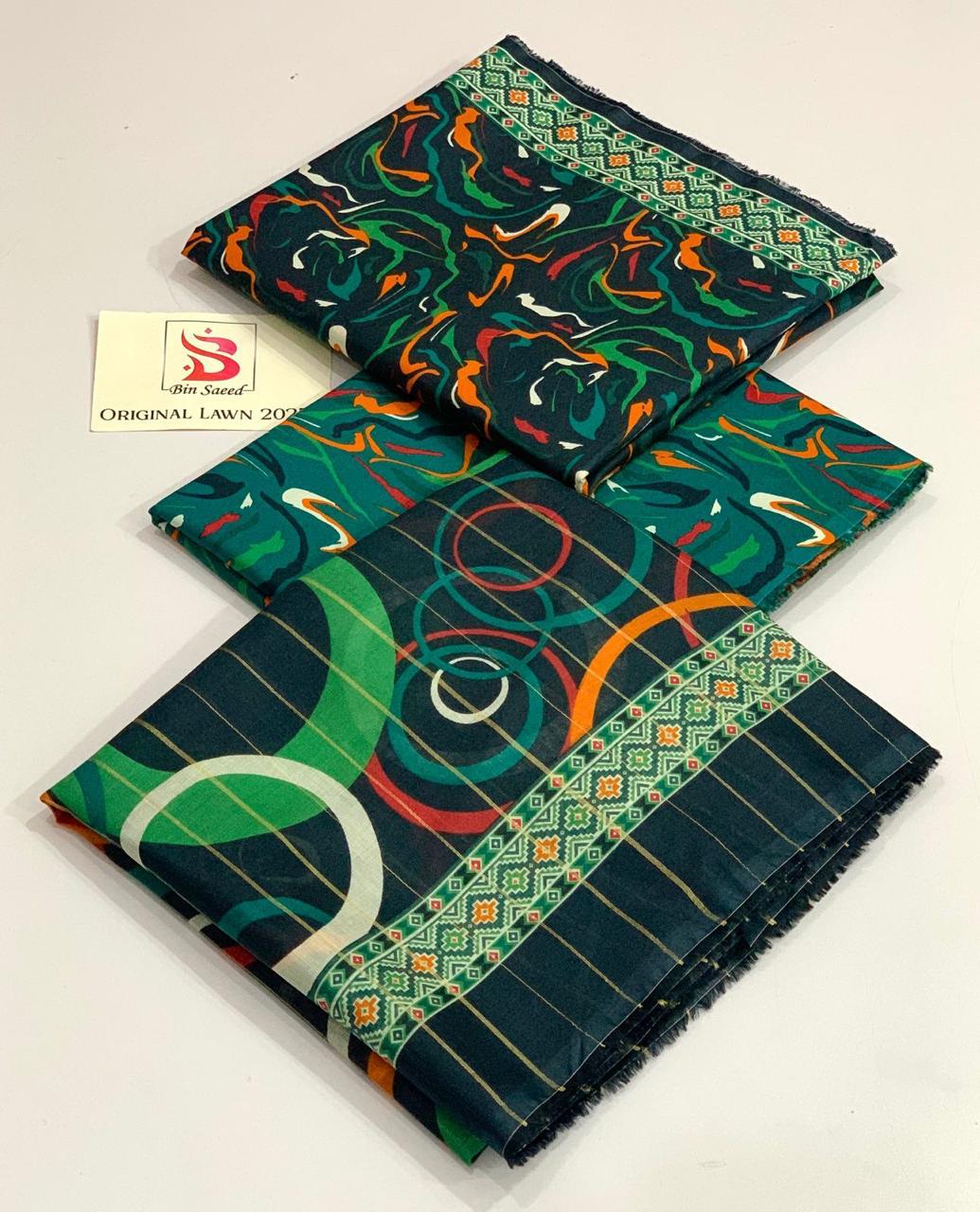 BIN SAEED | 3 PIECE | UNSTITCHED PRINTED LAWN SUIT