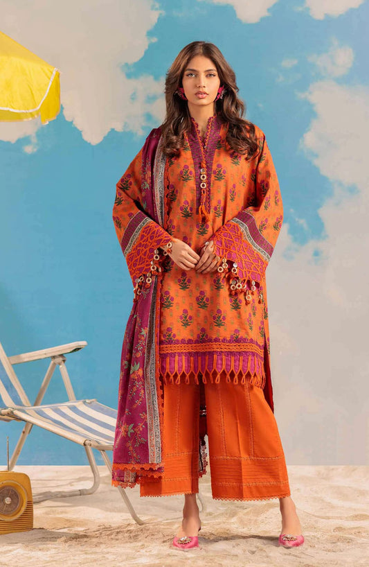 BONANZA SATRANGI | PRINTED LAWN 3P | UNSTITCHED | TANGRINE | WSS25P3013