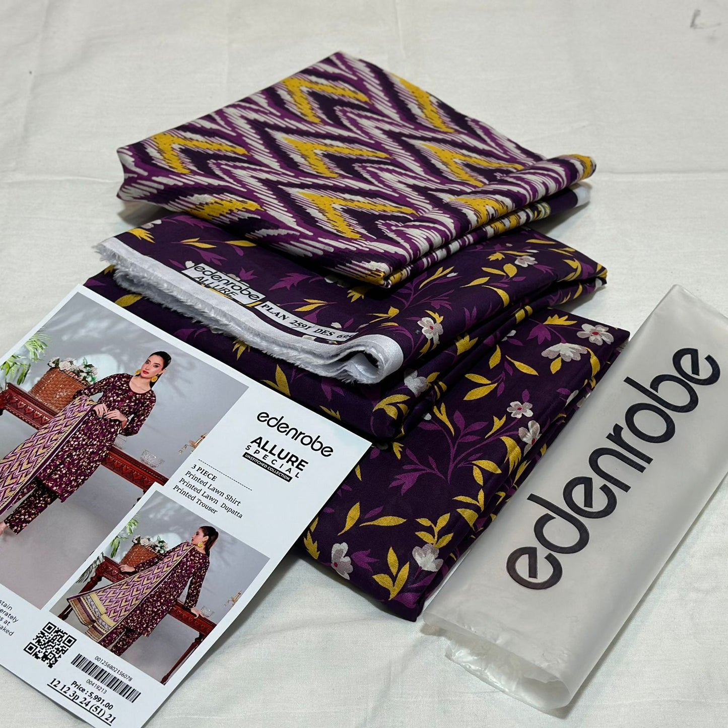 EDENROBE | 3 PIECE | UNSTITCHED PRINTED LAWN SUIT