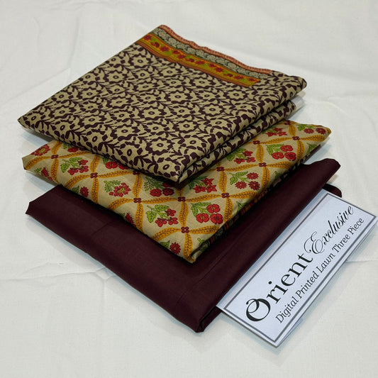 ORIENT  | 3 PIECE | UNSTITCHED PRINTED LAWN SUIT